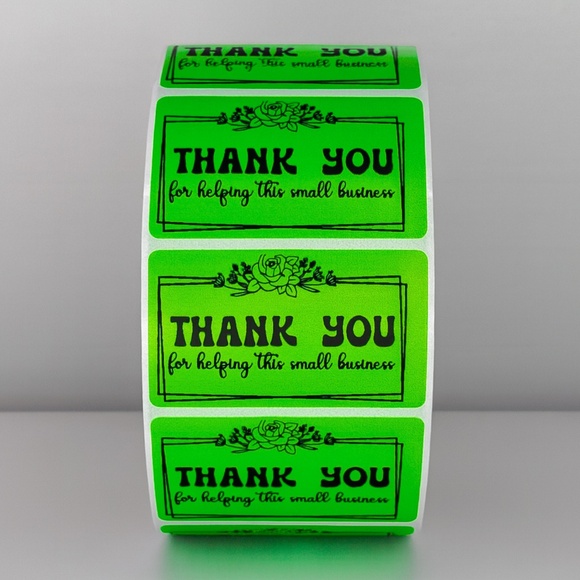 Thank You Small Business Stickers | Mint Green Floral Packaging Labels - Picture 2 of 11